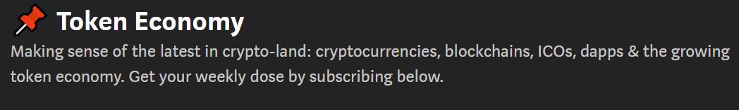 Token economy newsletter