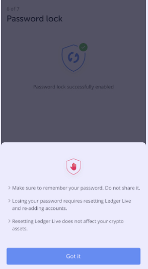 Ledger live setup step 16